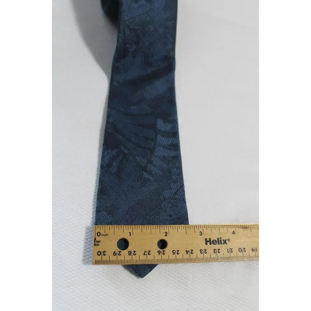 80s BUGLE BOY Hipster Skinny Boys Necktie, Blue Jacquard, 2.75 X 53